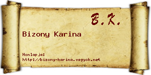 Bizony Karina névjegykártya